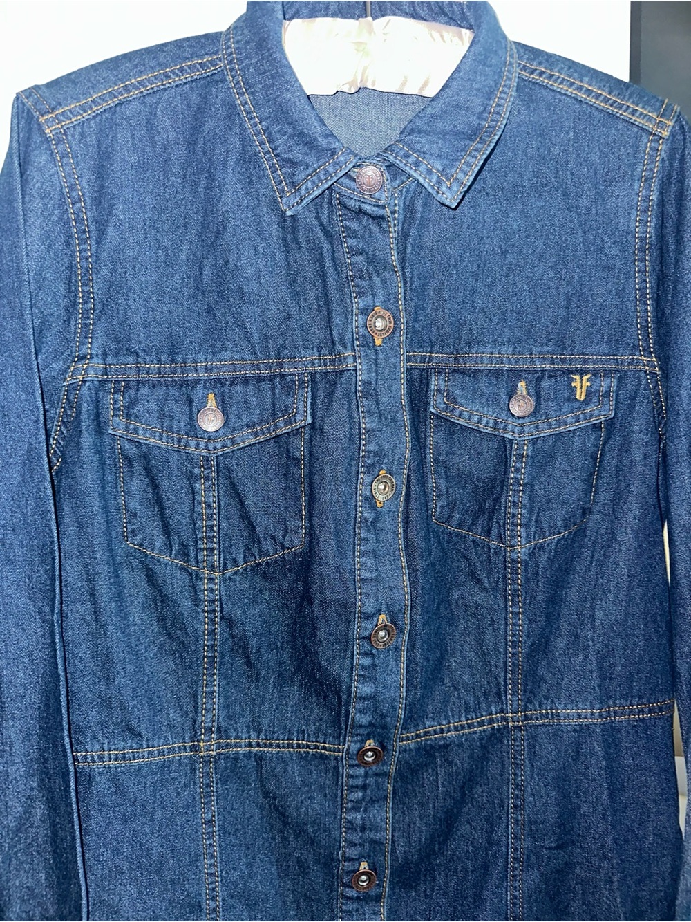 NWOT Frye Denim Button Down Mini Dress Dark Wash - Picture 6 of 8